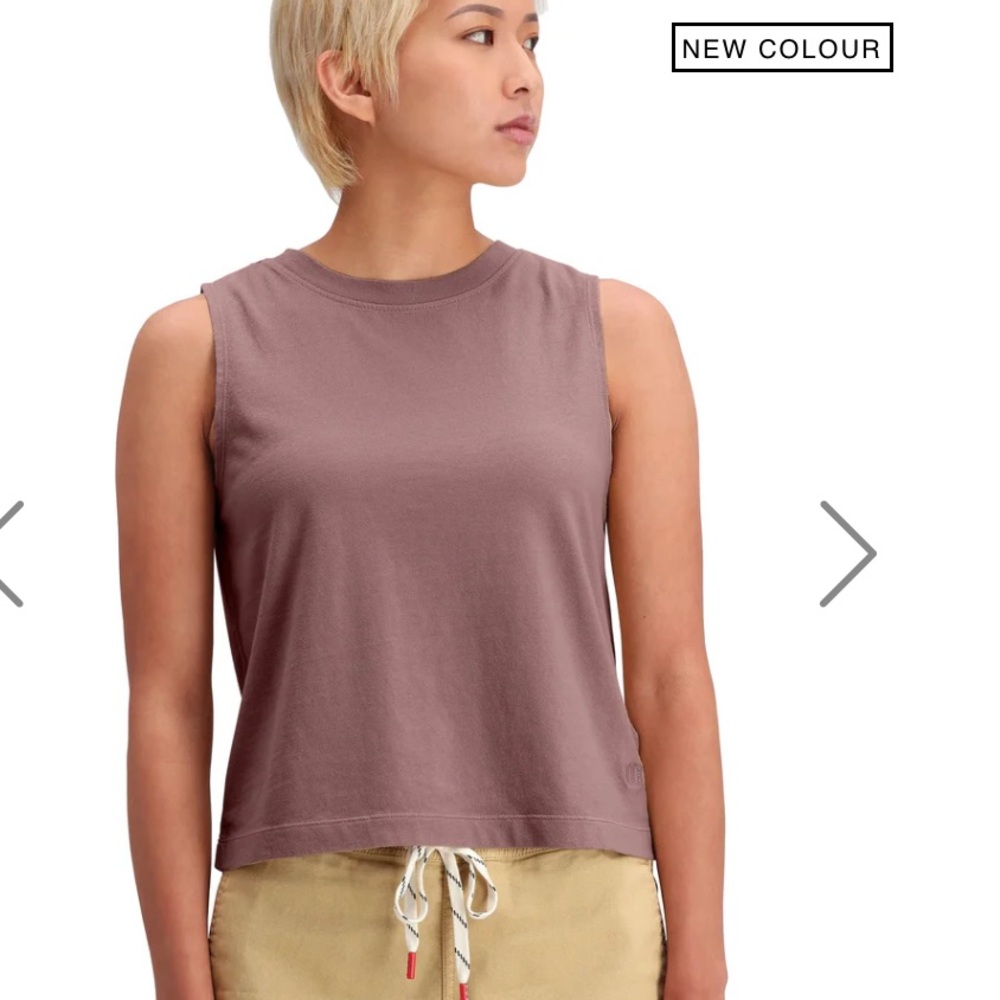 Topo Designs Pink Sleeveless Crop Muscle Tee